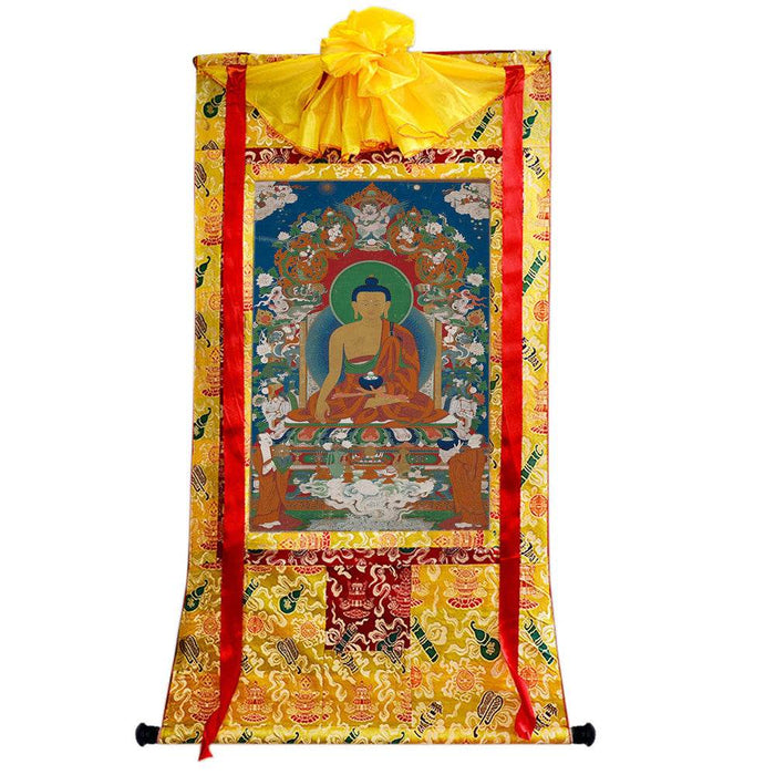 Shakyamuni - 18th Century - Tibetan thangka painting, close-up detail