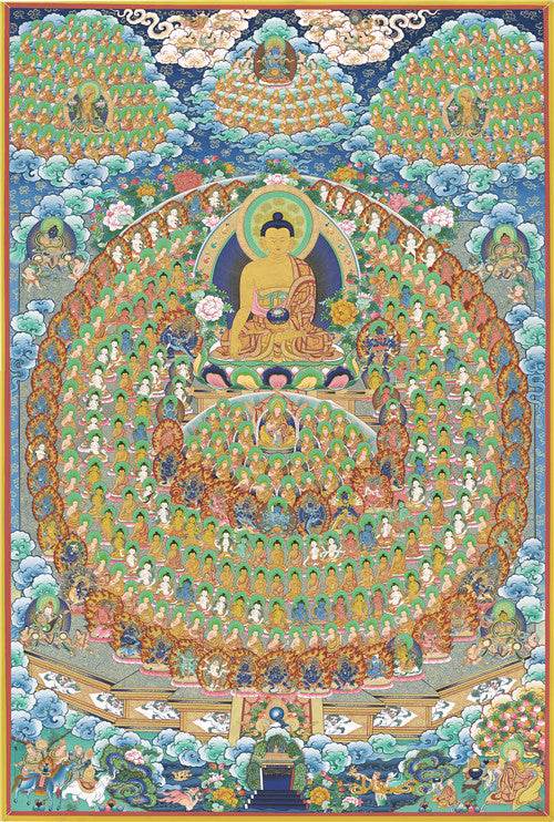 Shakyamuni Image - Tibetan thangka painting, front view