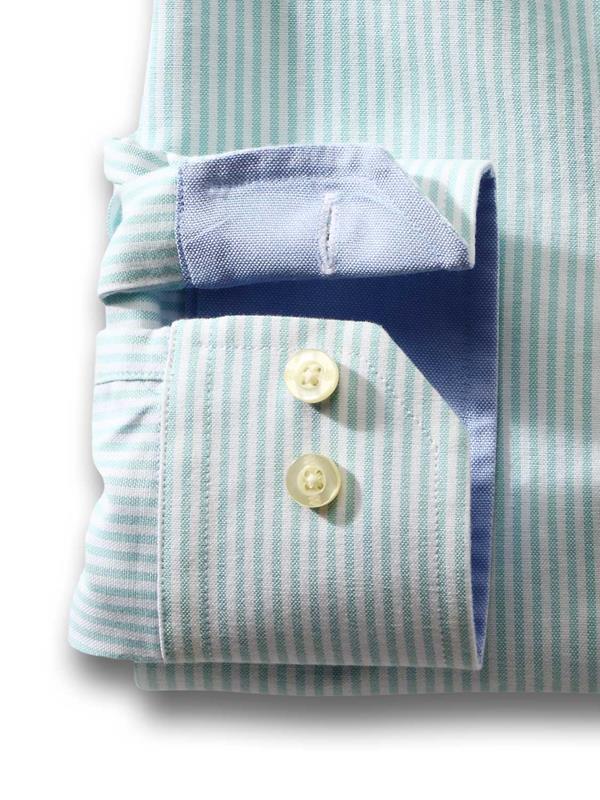 Sidari Sea Green Striped Full sleeve single cuff   Cotton Shirt