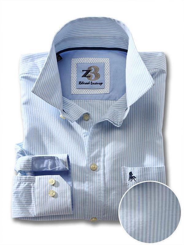 Sidari Sky Striped Full sleeve single cuff   Cotton Shirt