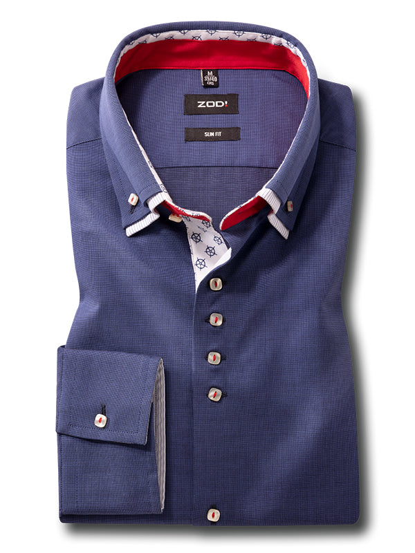 Skipper Blue Solid Full Sleeve Single Cuff Slim Fit Party Wear Cotton Shirt