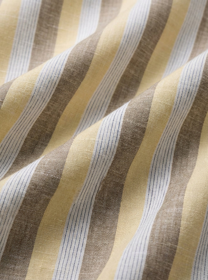 Solta Slub Yellow Striped Full Sleeve Tailored Fit Casual Cotton Shirt