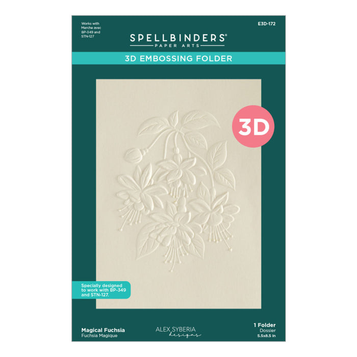 Spellbinders BUNDLE 3D Embossing Folder, Stencil & Die Set Magical Fuchsia. Approx. 5.50 x 8.50 in. Available at Embellish Away in Bowmanville Ontario Canada.