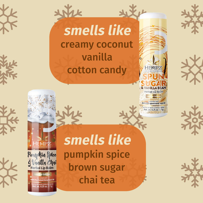 Spun Sugar & Vanilla Bean and Pumpkin Spice & Vanilla Chai Lip Balm Gift Set Hempz