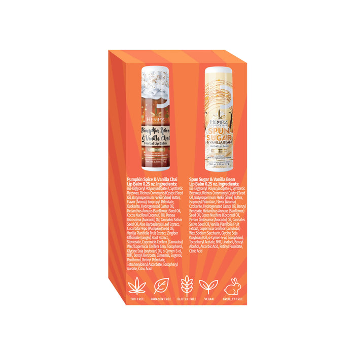 Spun Sugar & Vanilla Bean and Pumpkin Spice & Vanilla Chai Lip Balm Gift Set Hempz