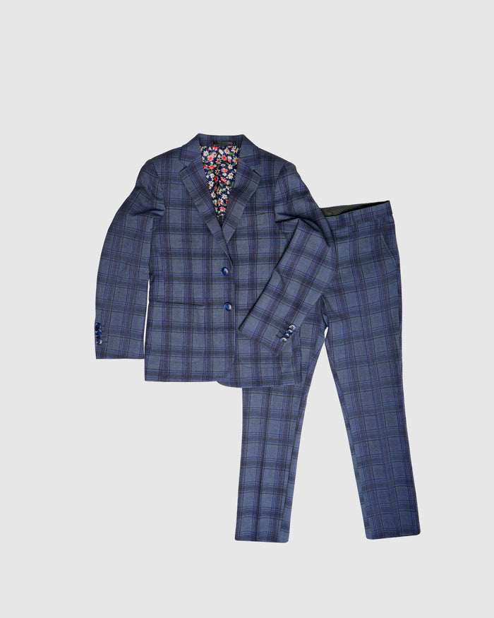 ST2760 - Boy's Navy Plaid 2 Piece Suit - Multiple Colors Available