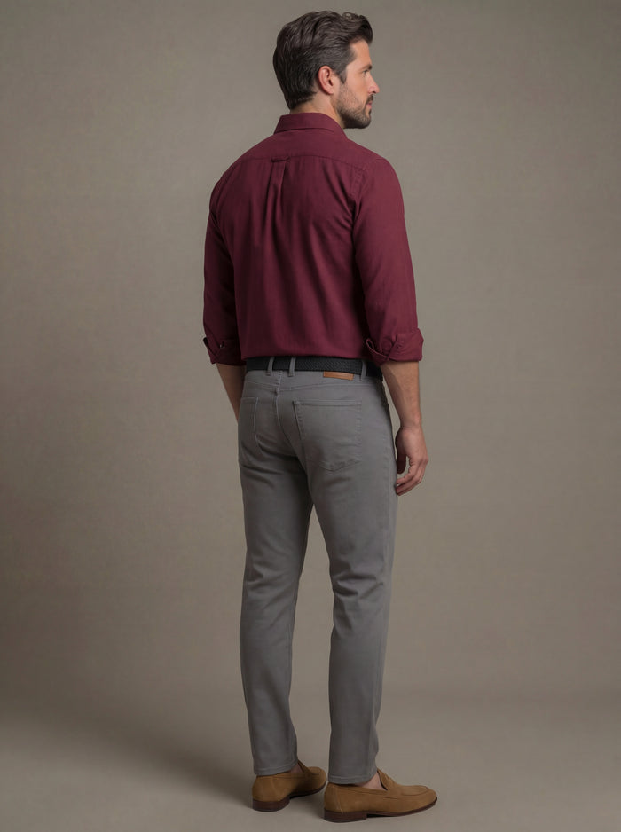 Starka Dobby Garment Dyed Maroon Full Sleeve Tailored Fit Casual Cotton Shirt