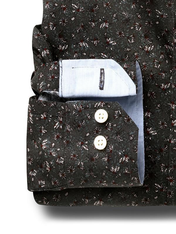 Steven Dark Grey Printed Full sleeve single cuff   Cotton Shirt