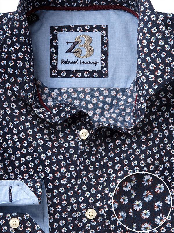 Sunflower Navy Printed Full sleeve single cuff   Cotton Shirt