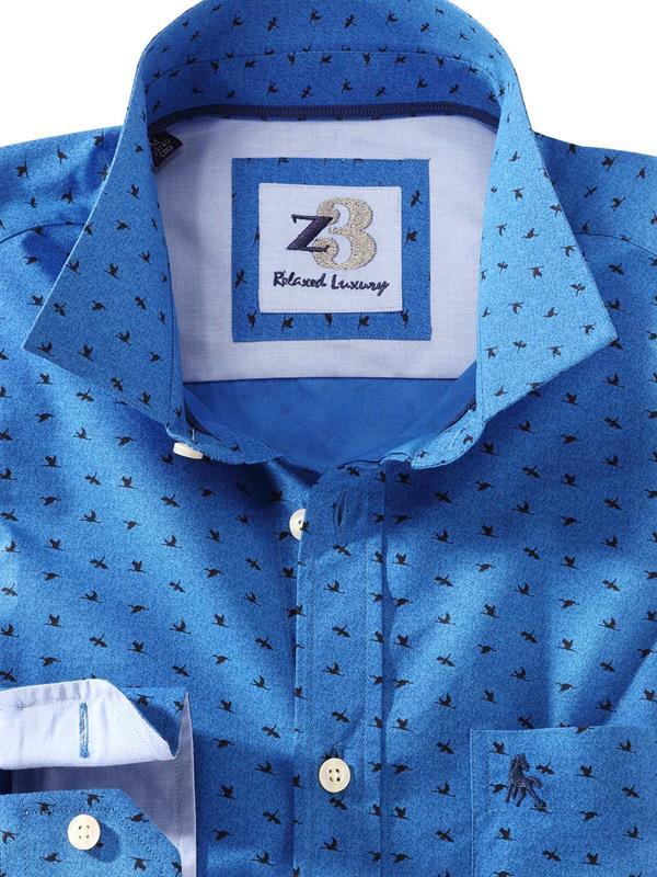 Swan Cobalt Printed    Cotton Shirt