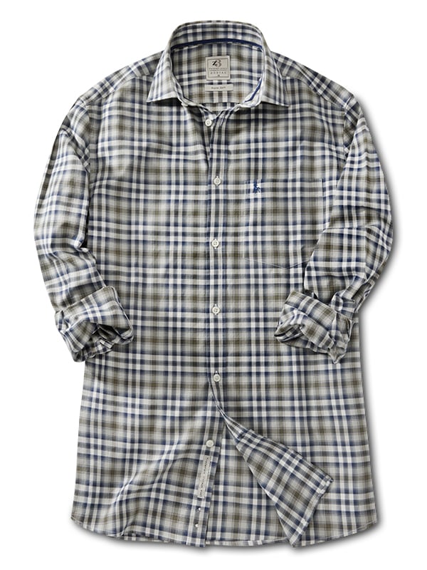 Tallon Twill Green Check Full Sleeve Tailored Fit Casual Cotton Shirt