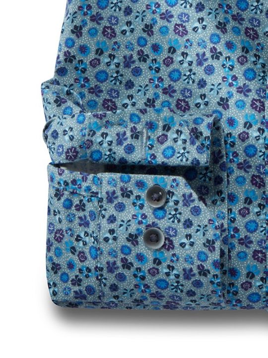 Jordan Teal Printed Full Sleeve Tailored Fit Casual Cotton Shirt