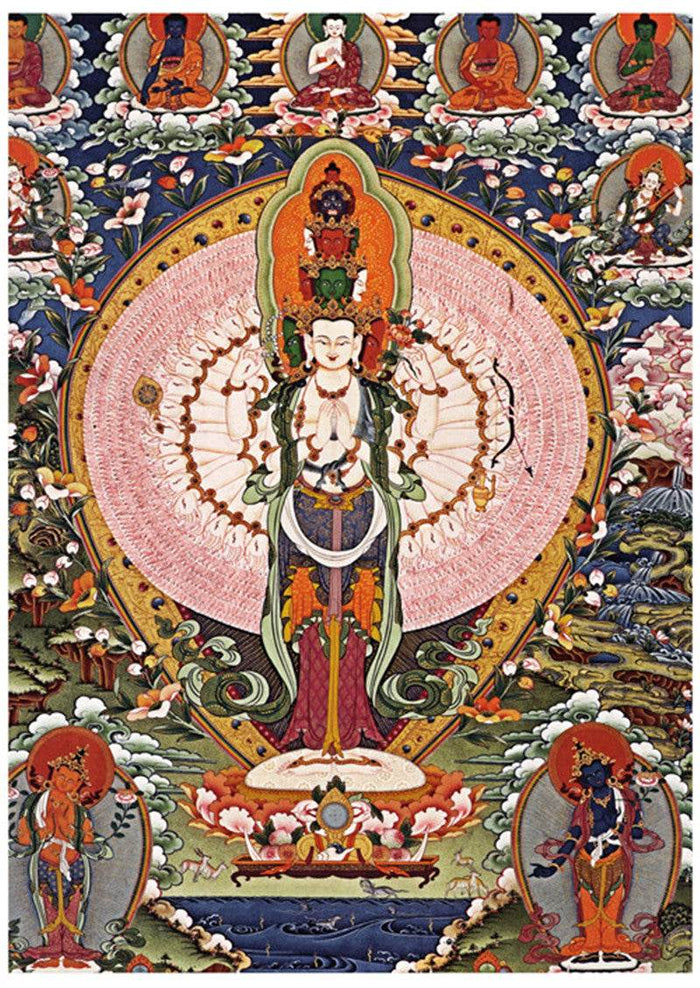 1000 Arms Avalokiteshvara Image - Tibetan thangka painting, front view