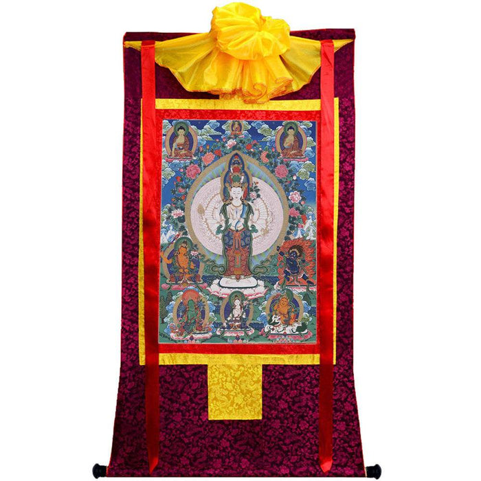 The Thousand-hand Avalokiteshvara - Tibetan thangka painting, view 5