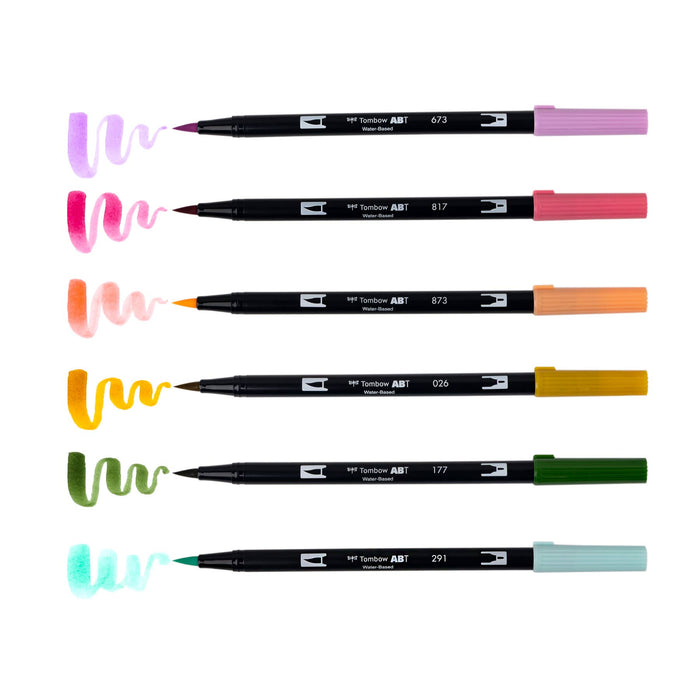 Tombow - Dual Brush Pen Art Markers - Teatime Set - 6 Pack