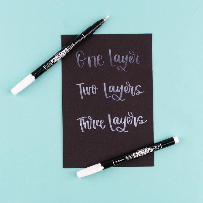 Tombow - Fudenosuke Brush Pens - White - 2 Pack
