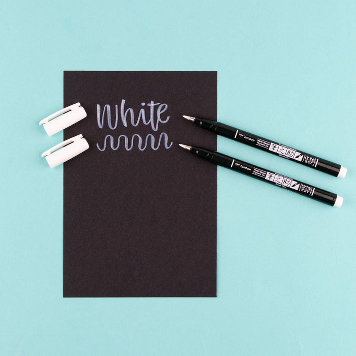 Tombow - Fudenosuke Brush Pens - White - 2 Pack