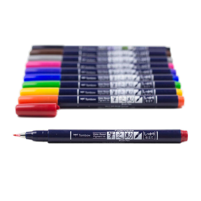 Tombow - Fudenosuke Colors Calligraphy Brush Pens - 10-Pack