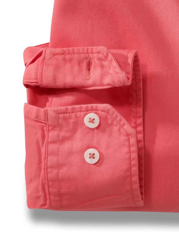 Tottenham Twill Garment Dyed Coral Solid Full Sleeve Tailored Fit Casual Cotton Shirt
