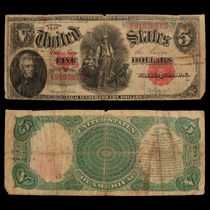 United States, Five Dollar "Woodchopper" Note, Andrew Jackson - 1907 - United States of America