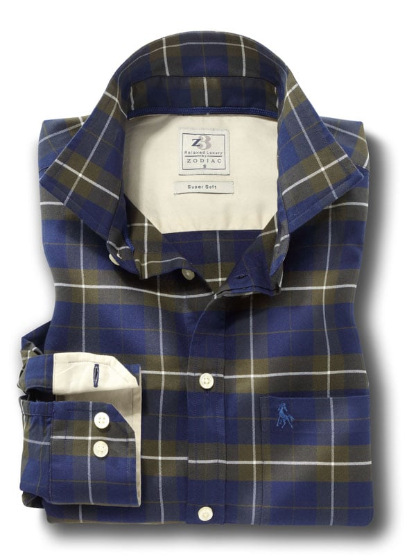 Vail Green Check Full sleeve single cuff   Cotton Shirt