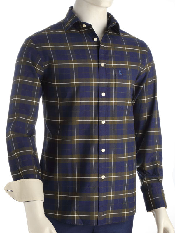 Vail Green Check Full sleeve single cuff   Cotton Shirt