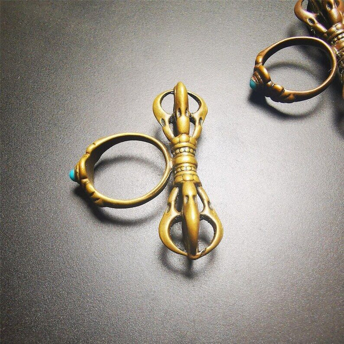 Vajra Ring,Buddhist Protection Jewelry 0.75" - Tibetan Buddhist vajra, view 4