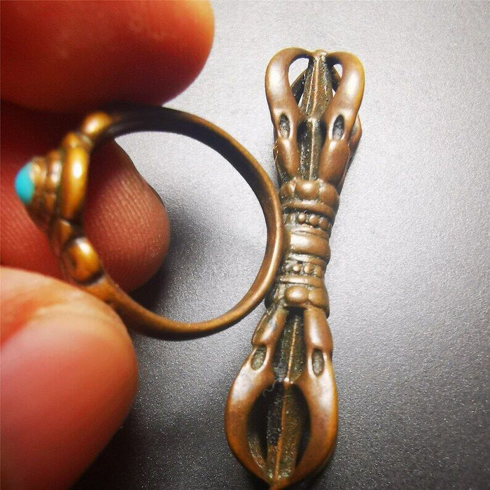 Vajra Ring,Buddhist Protection Jewelry 0.75" - Tibetan Buddhist vajra, view 6