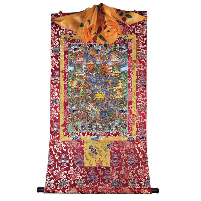 Vajrakilaya - Dorje Phurba - Tibetan thangka painting, detailed view