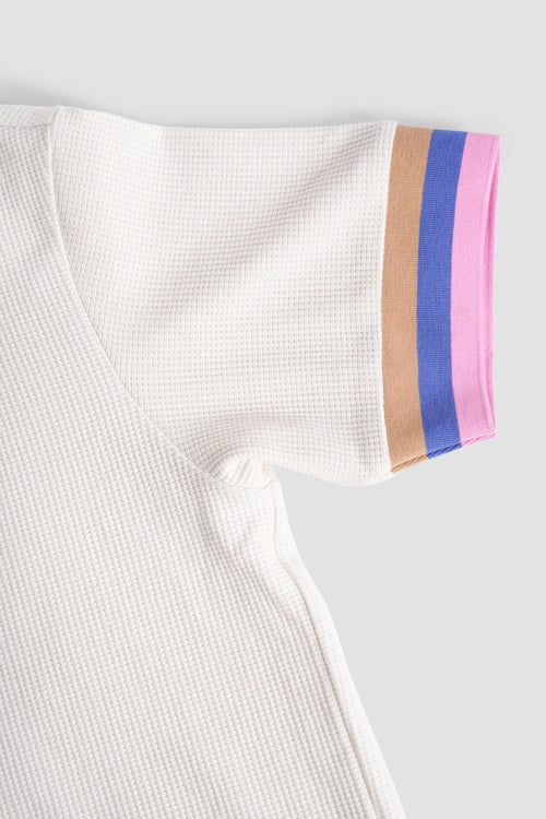 Waffle Knit Tee Cream White
