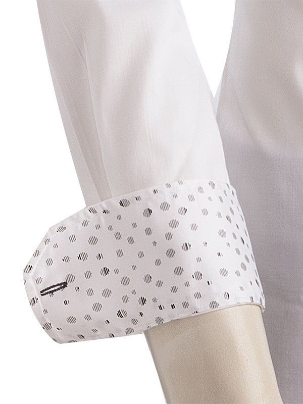 Walberg White Solid Full Sleeve Single Cuff Slim Fit Party Wear Blended Shirt