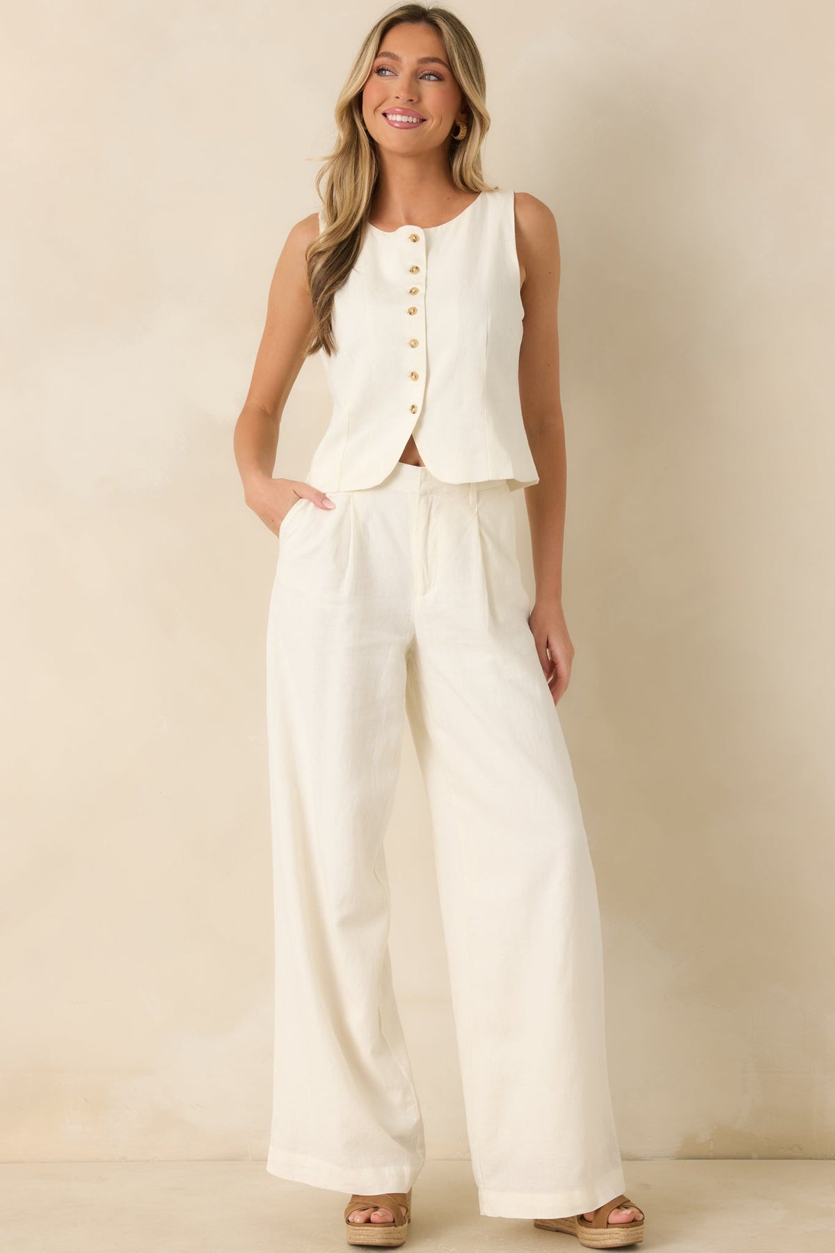 Z Supply Overlook Ivory Linen Pants