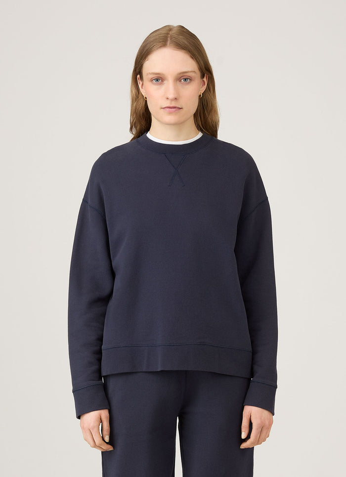 Women's Relaxed Loopback Sweatshirt in Navy