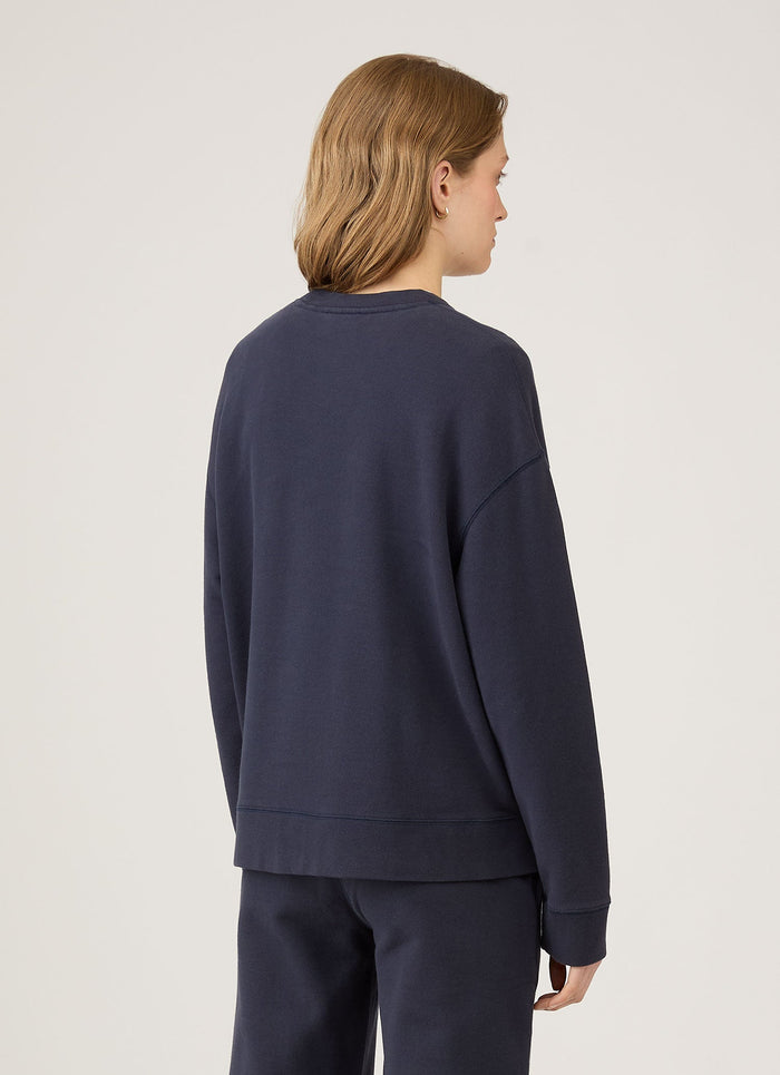 Women's Relaxed Loopback Sweatshirt in Navy
