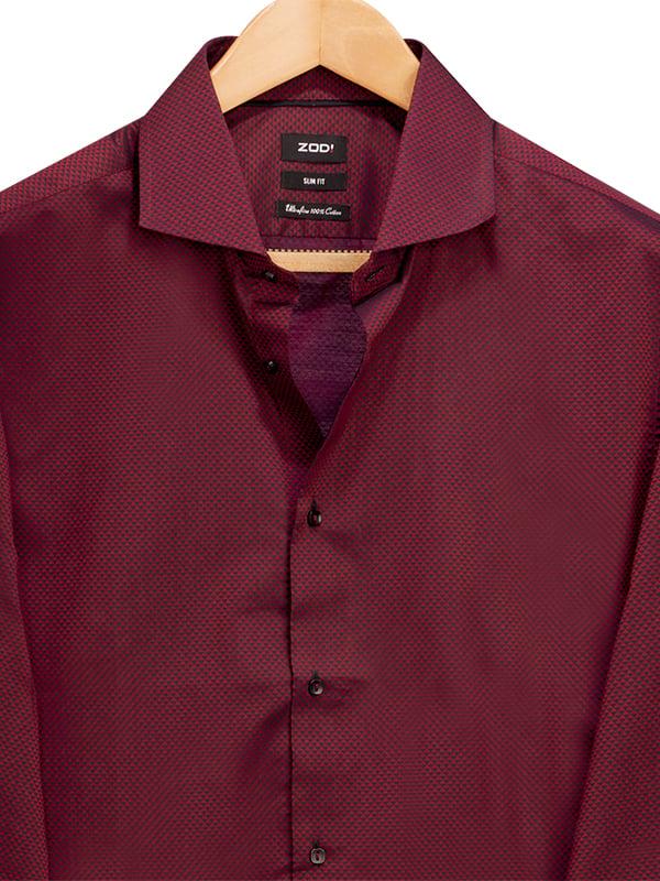 Xavi Wine Printed Full Sleeve Single Cuff Slim Fit Party Wear Cotton Shirt