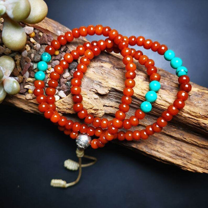 Yak Bone 108 Mala,6mm Prayer Beads - Tibetan Buddhist mala beads, close-up detail