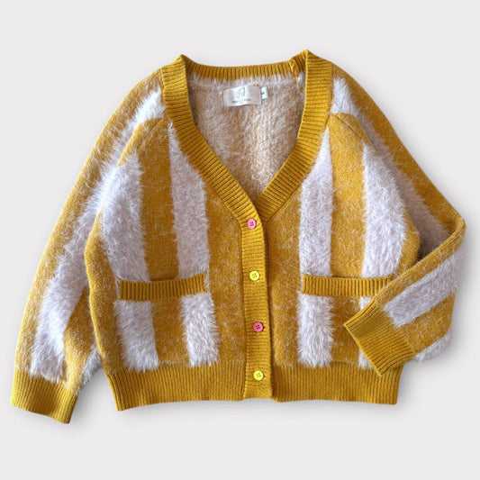 Yellow Big Top Stripe Cardigan