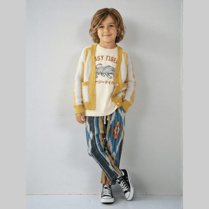 Yellow Big Top Stripe Cardigan