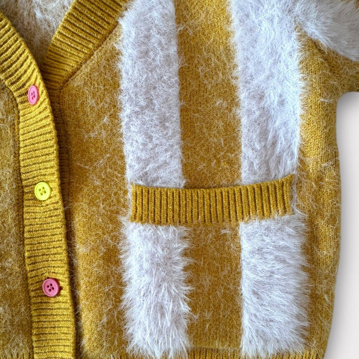 Yellow Big Top Stripe Cardigan