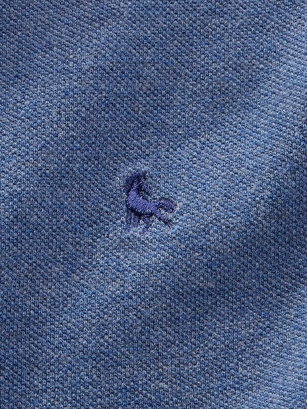 z3 Melange Polo Blue Solid Tailored Fit Casual Cotton T-Shirt