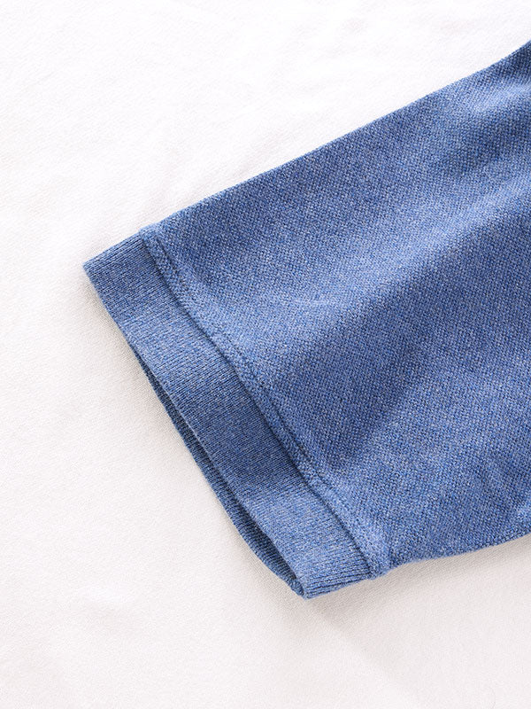 z3 Melange Polo Blue Solid Tailored Fit Casual Cotton T-Shirt