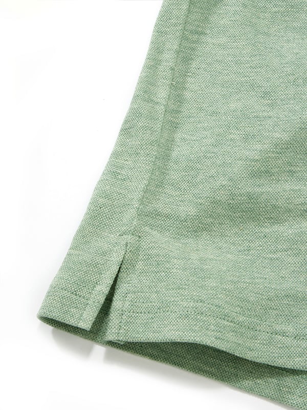 z3 Melange Polo Garment Dyed Green Solid Tailored Fit Casual Cotton T-Shirt