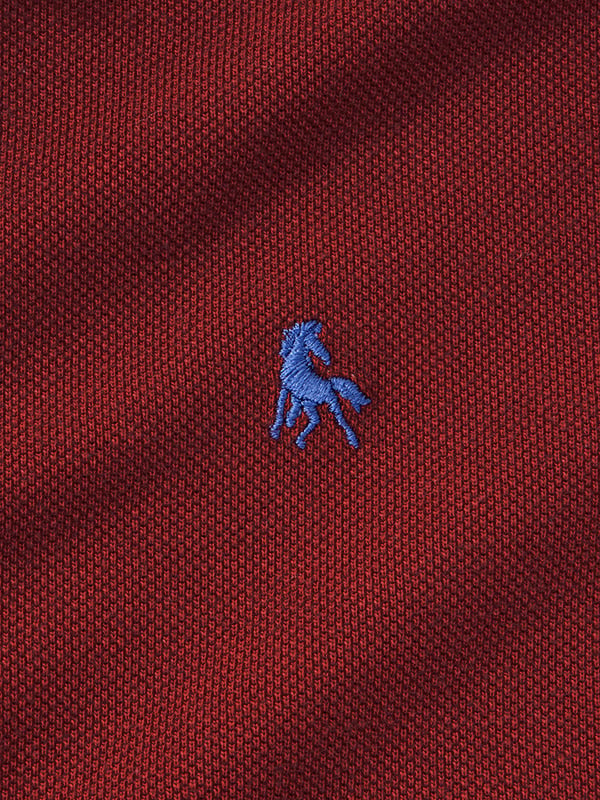 z3 Polo Garment Dyed Maroon Solid Tailored Fit Casual Cotton T-Shirt