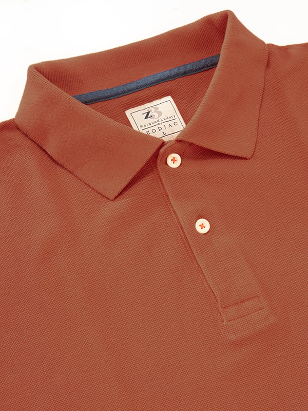 z3 Polo Garment Dyed Rust Solid Tailored Fit Casual Cotton T-Shirt
